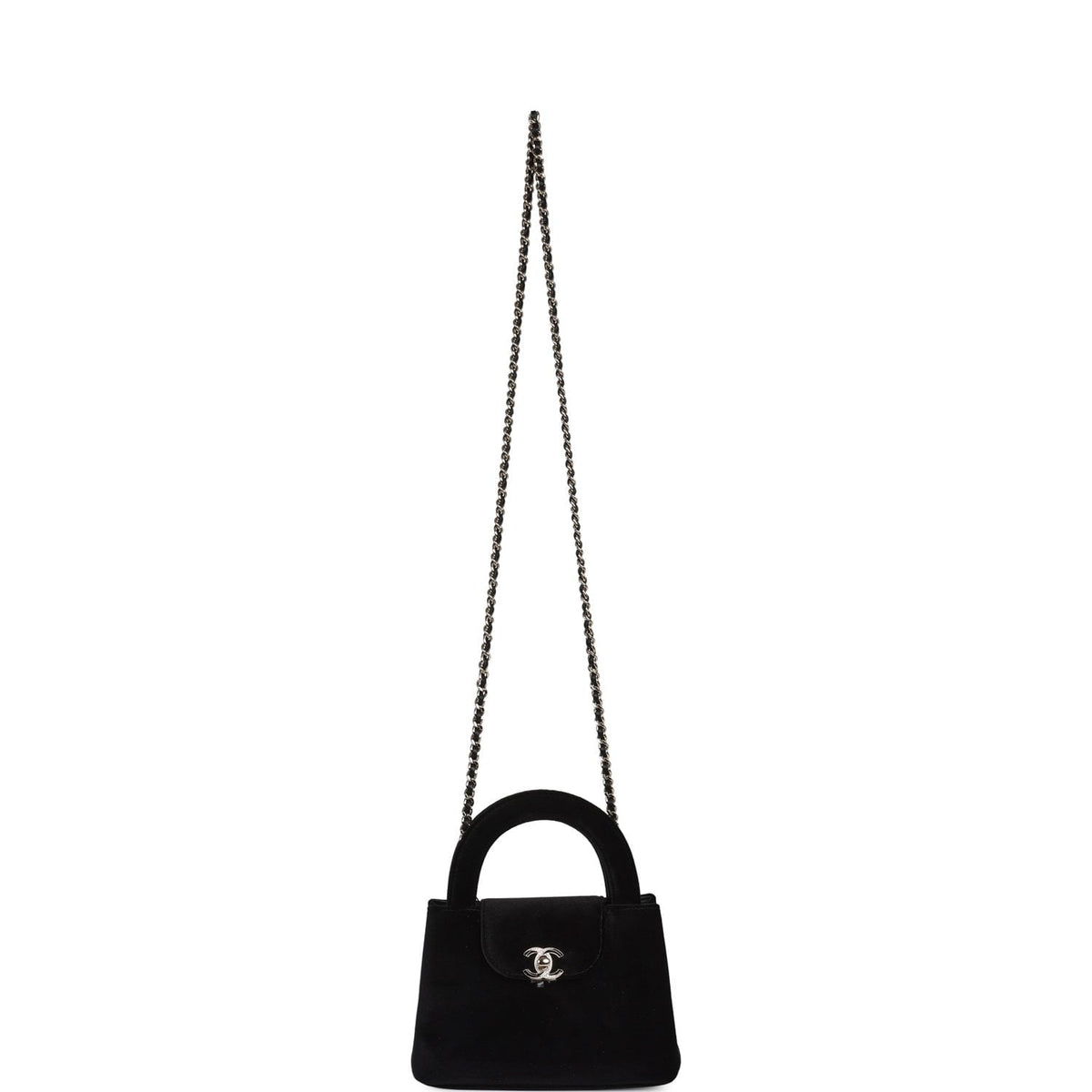 Chanel Small Kelly Shopper Black Velvet Crystal Light Gold Hardware