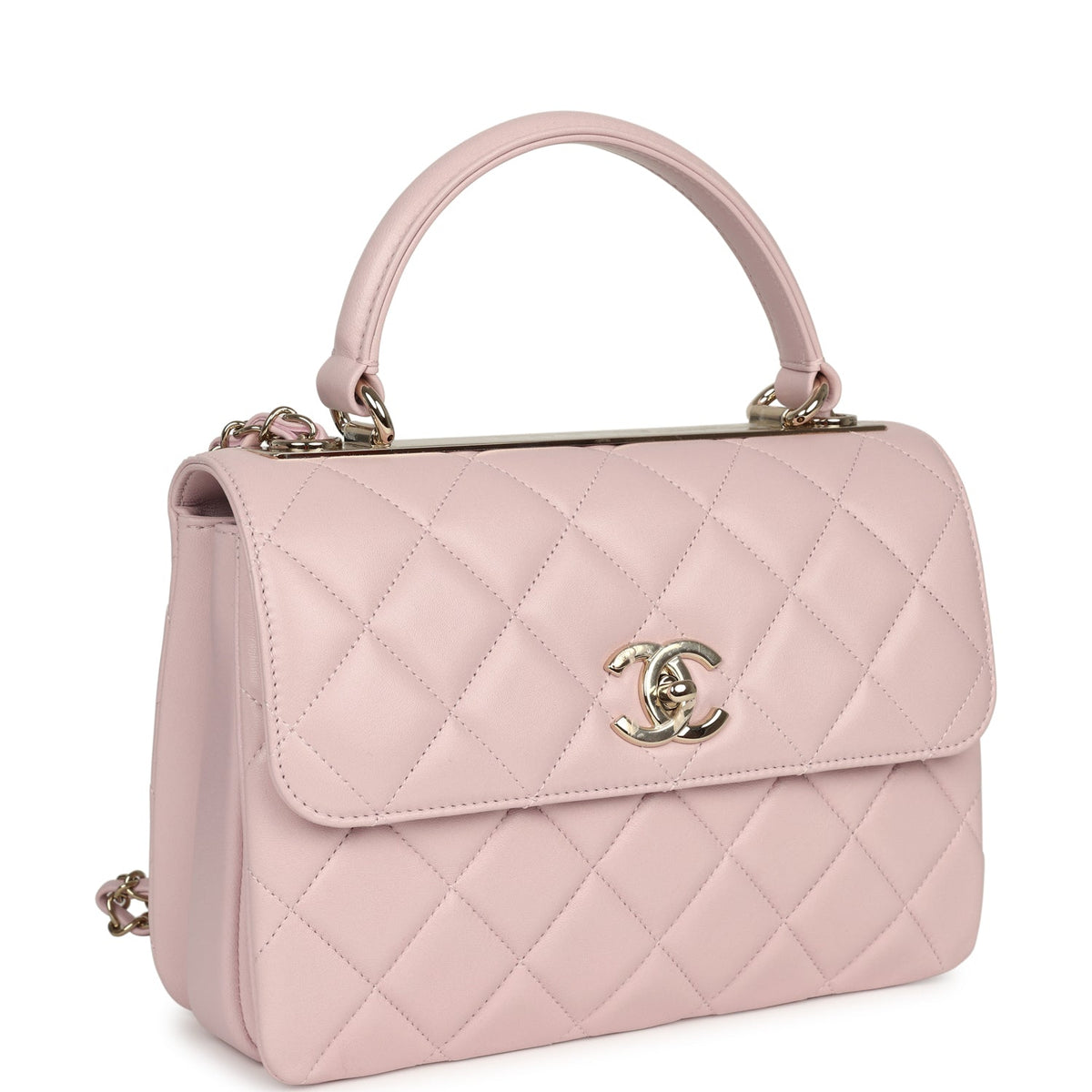 Chanel Medium Trendy CC Top Handle Flap Light Pink Lambskin Light Gold Hardware