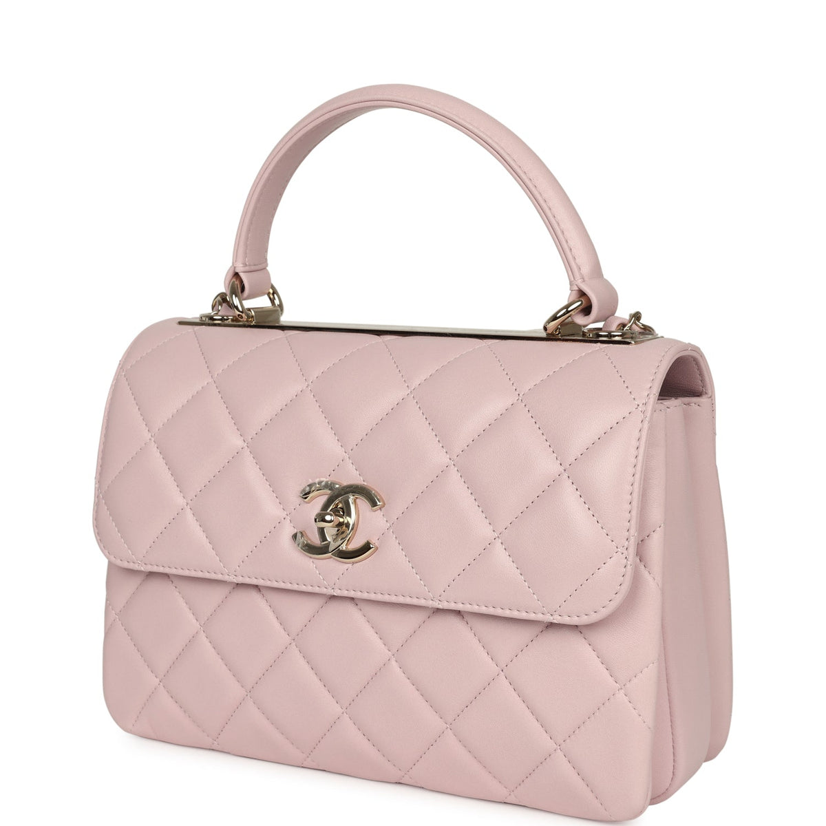 Chanel Medium Trendy CC Top Handle Flap Light Pink Lambskin Light Gold Hardware
