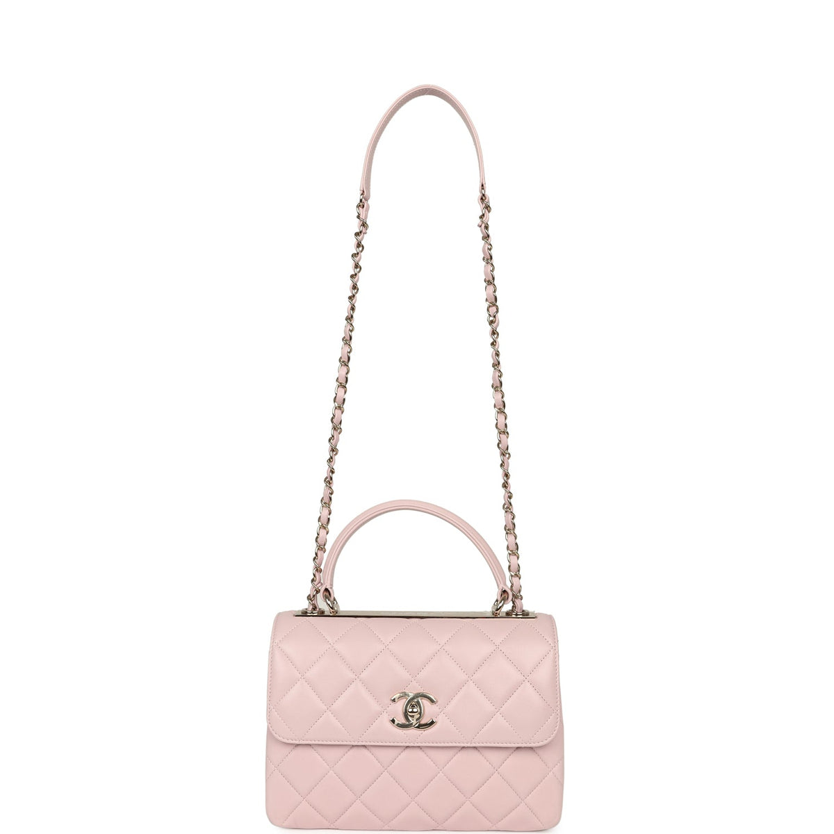 Chanel Medium Trendy CC Top Handle Flap Light Pink Lambskin Light Gold Hardware