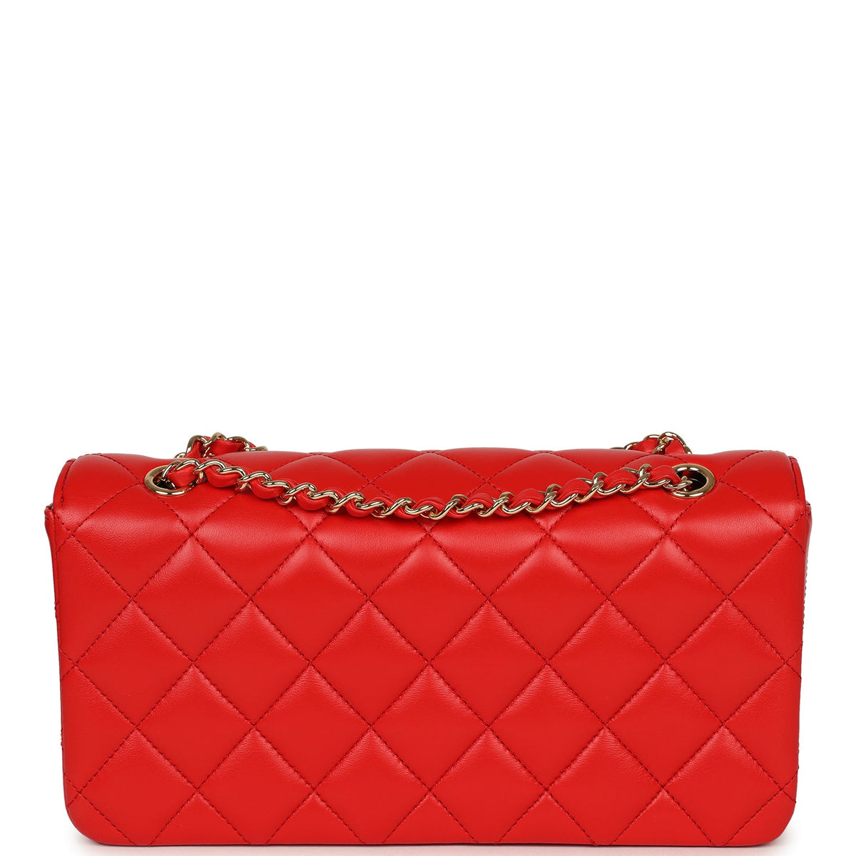 Chanel Medium East West Flap Bag Red Lambskin Gold Hardware