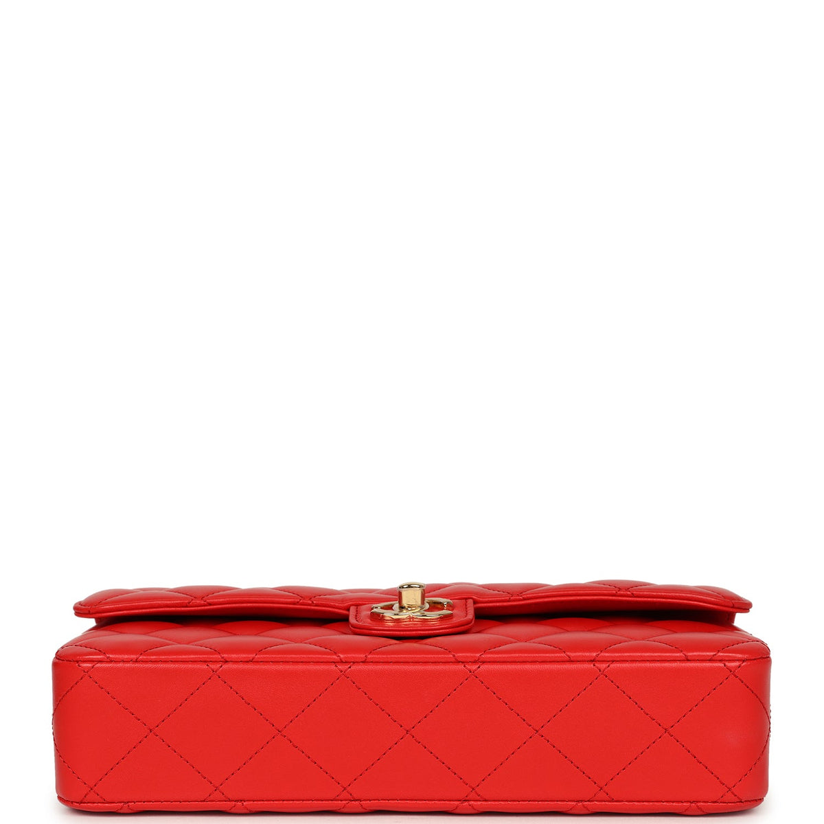 Chanel Medium East West Flap Bag Red Lambskin Gold Hardware