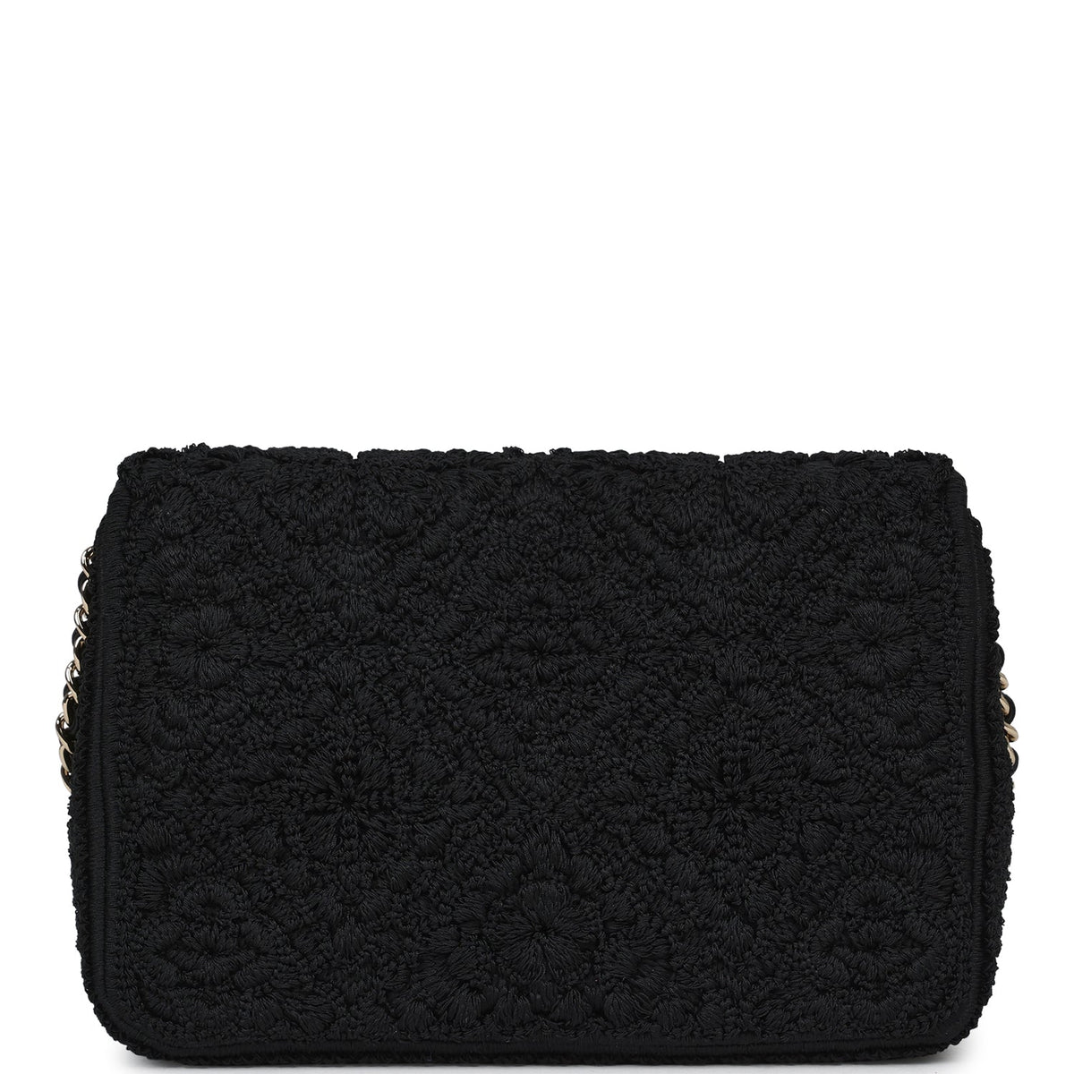 Chanel Mini "Coco Boho" Flap Bag Black Crochet Light Gold Hardware
