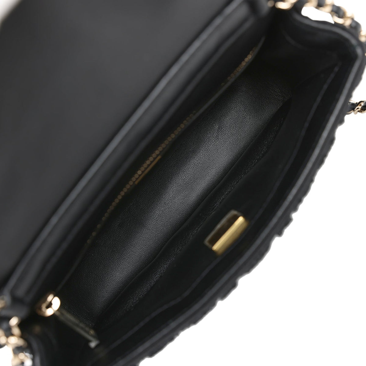 Chanel Mini "Coco Boho" Flap Bag Black Crochet Light Gold Hardware