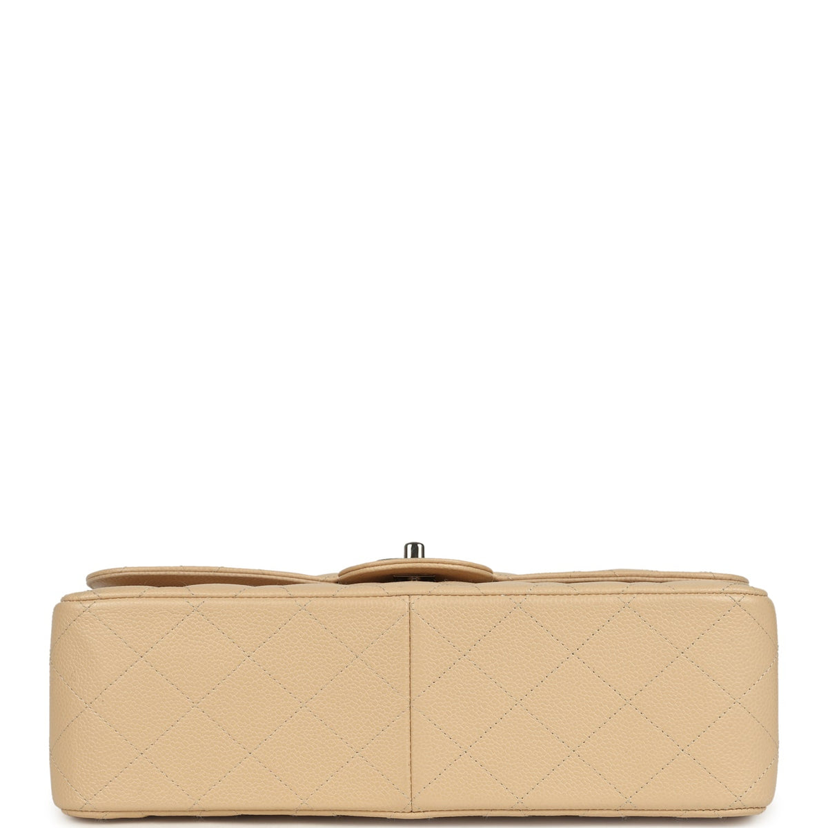 Pre-owned Chanel Jumbo Classic Double Flap Bag Light Beige Caviar Silver Hardware