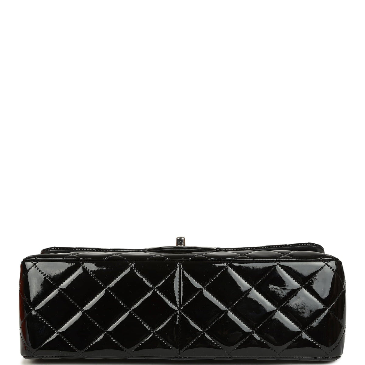 Pre-owned Chanel Jumbo Classic Double Flap Bag Black Patent Silver Hardware