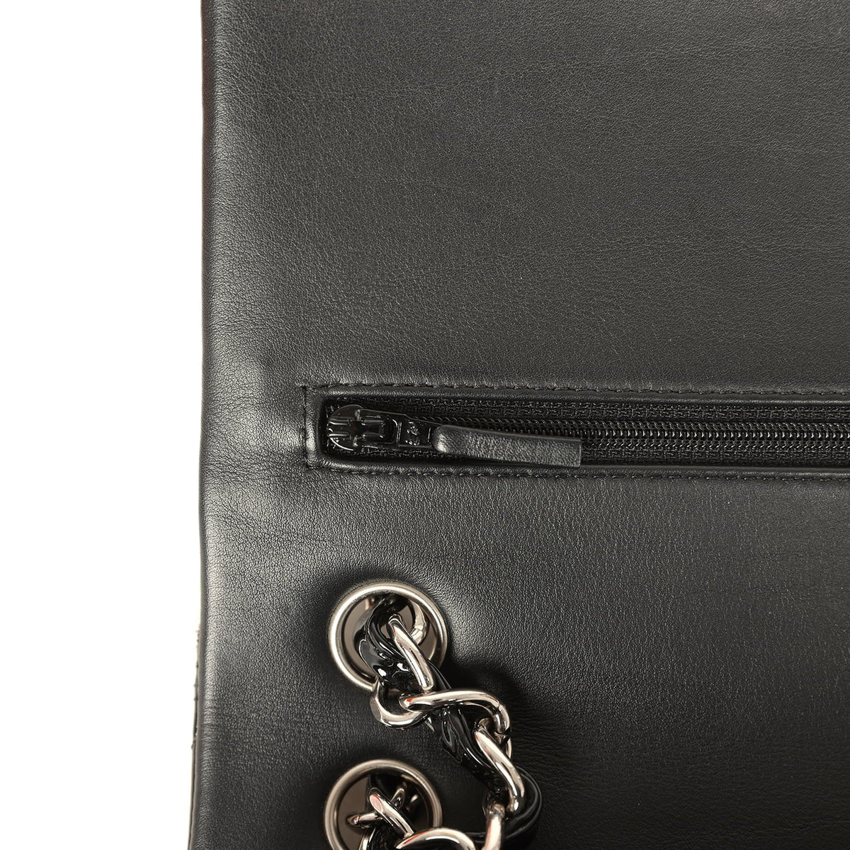 Pre-owned Chanel Jumbo Classic Double Flap Bag Black Patent Silver Hardware