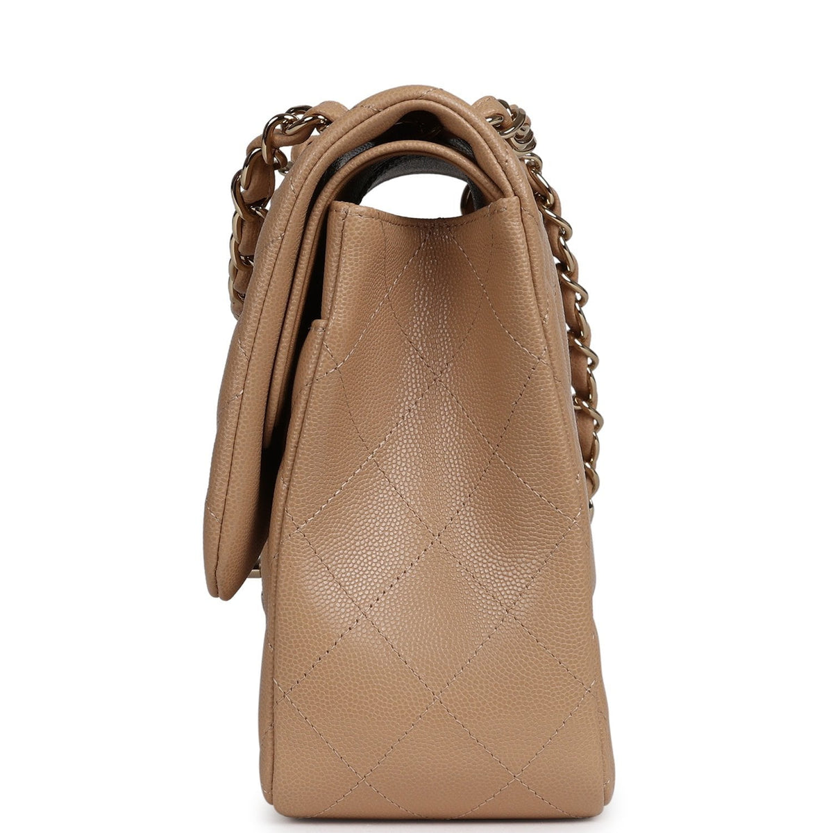 Chanel Jumbo Classic Double Flap Bag Dark Beige Caviar Gold Hardware