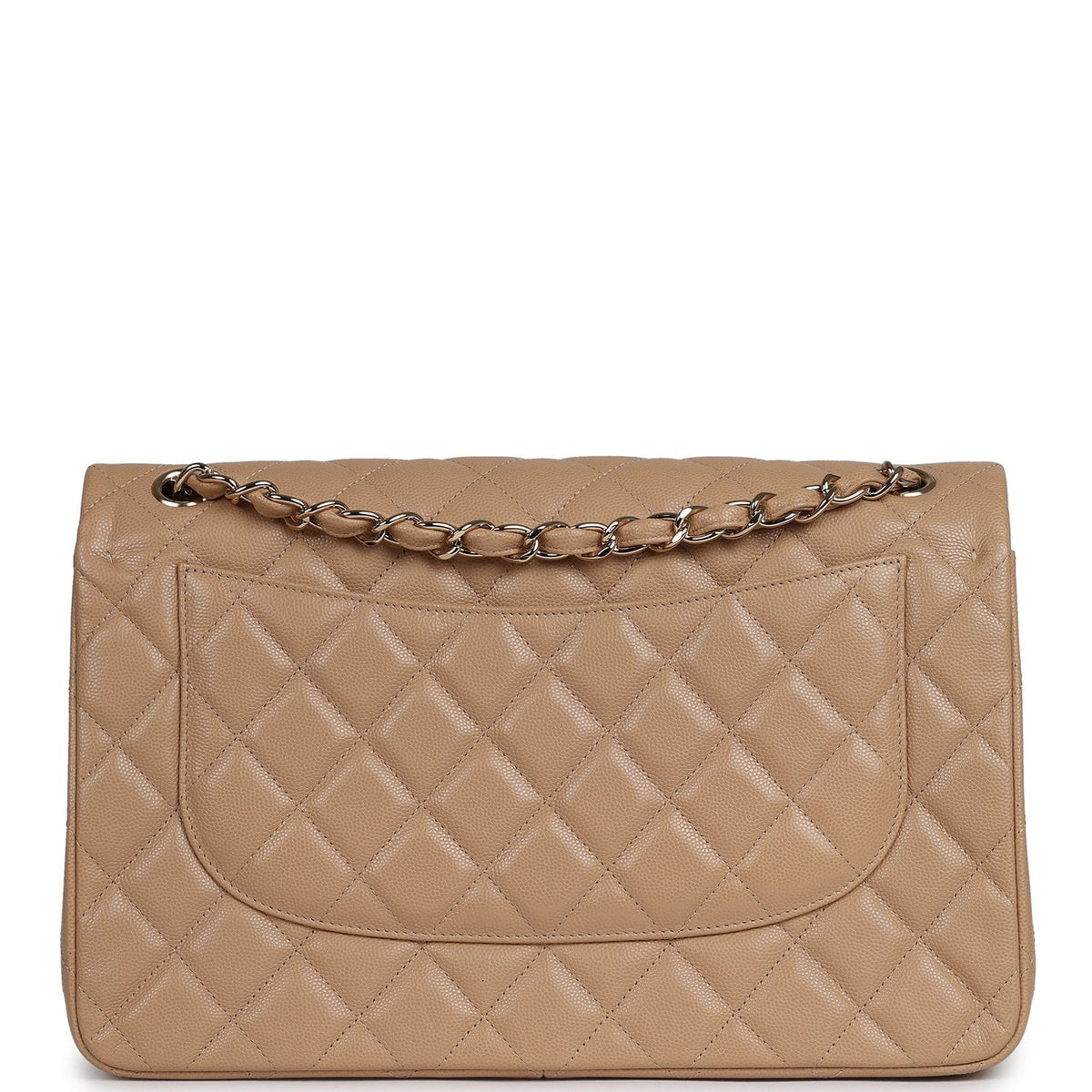 Chanel Jumbo Classic Double Flap Bag Dark Beige Caviar Gold Hardware