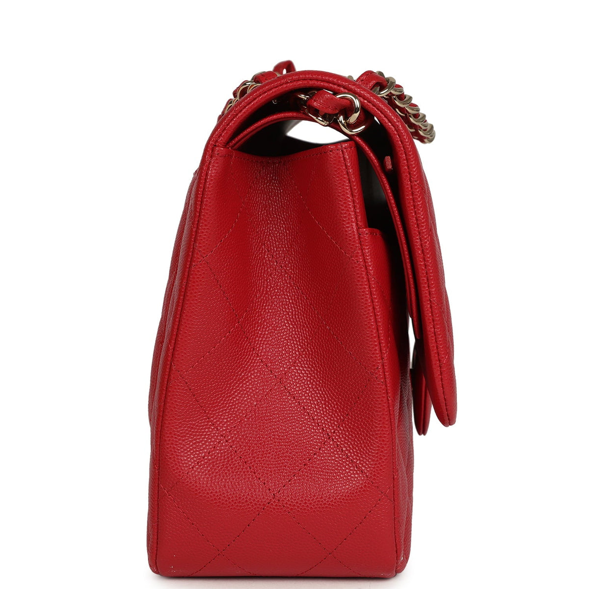Chanel Jumbo Classic Double Flap Bag Red Shiny Caviar Gold Hardware