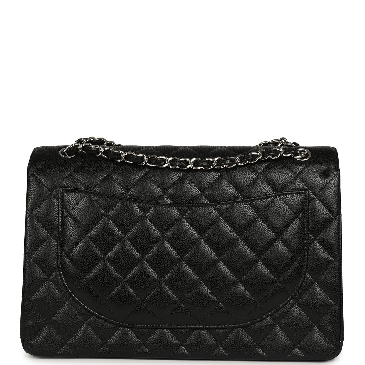 Chanel Maxi Classic Double Flap Bag Black Caviar Silver Hardware