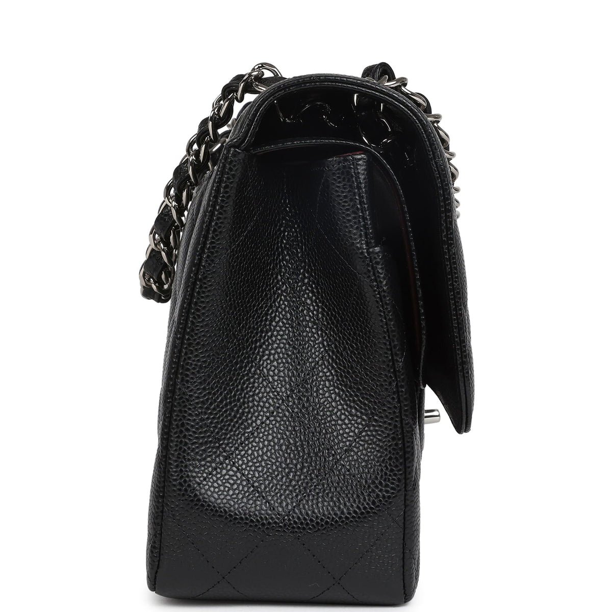 Chanel Jumbo Classic Double Flap Bag Black Caviar Silver Hardware