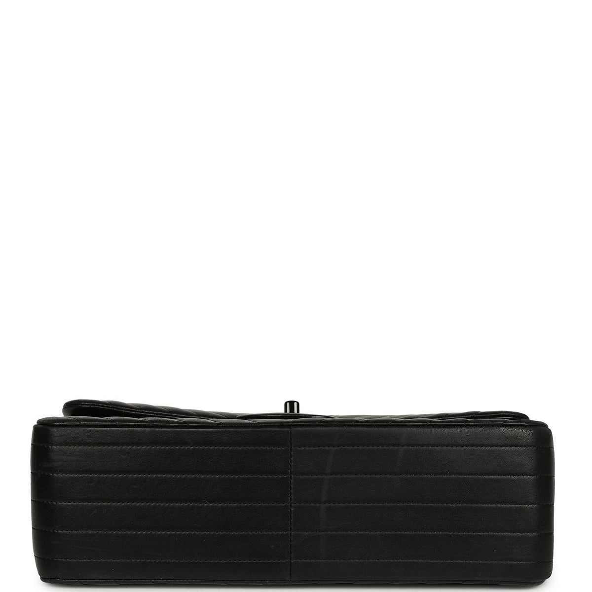 Pre-owned Chanel Jumbo Classic Chevron Double Flap Bag So Black Lambskin Black Hardware