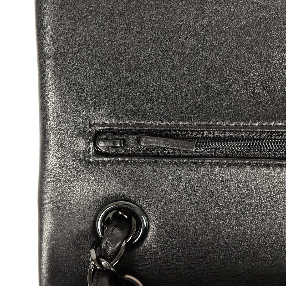 Pre-owned Chanel Jumbo Classic Chevron Double Flap Bag So Black Lambskin Black Hardware