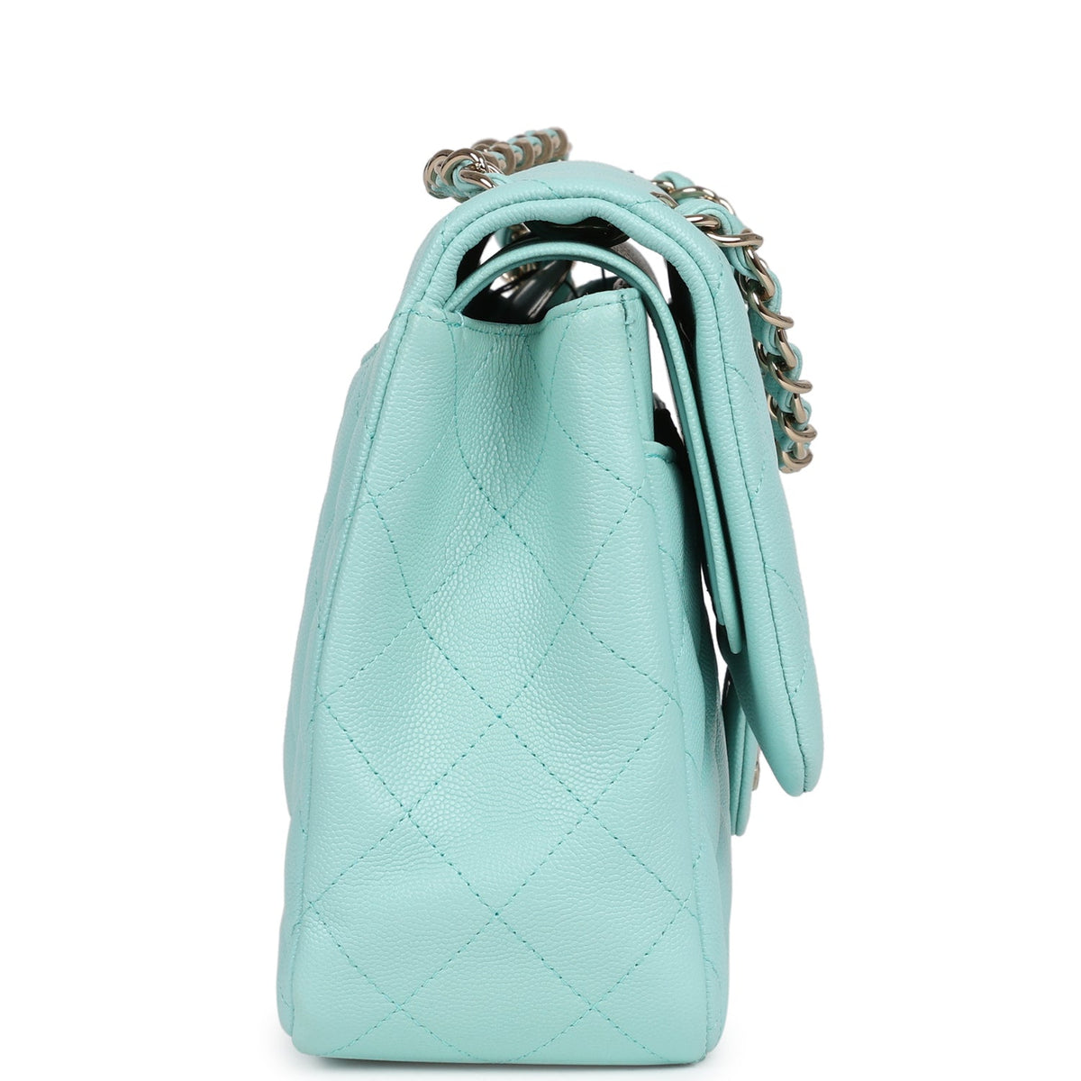Chanel Jumbo Classic Double Flap Light Blue Caviar Light Gold Hardware