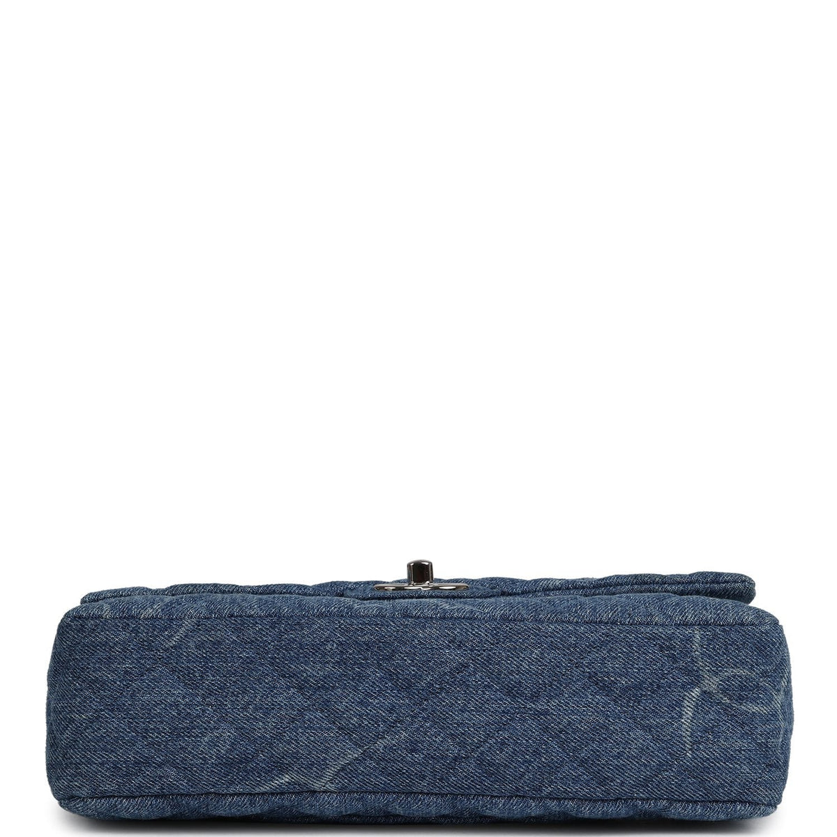 Pre-owned Chanel Medium Classic "CC Printed" Flap Bag Blue Denim Silver Hardware