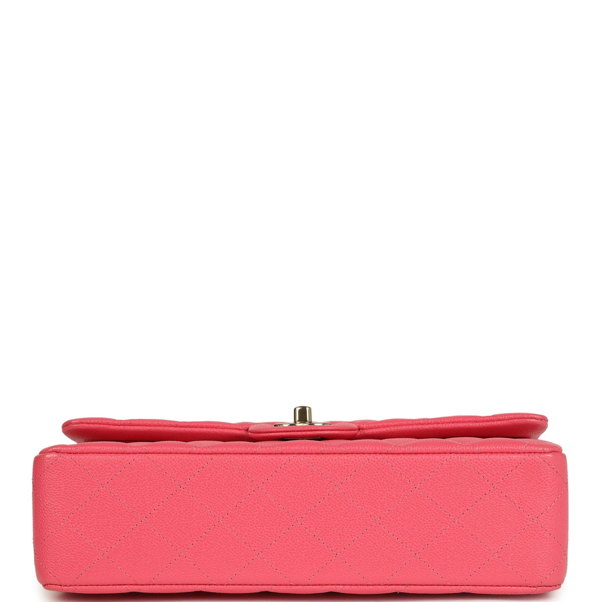 Pre-owned Chanel Medium Classic Double Flap Bag Dark Pink Shiny Caviar Gold Hardware