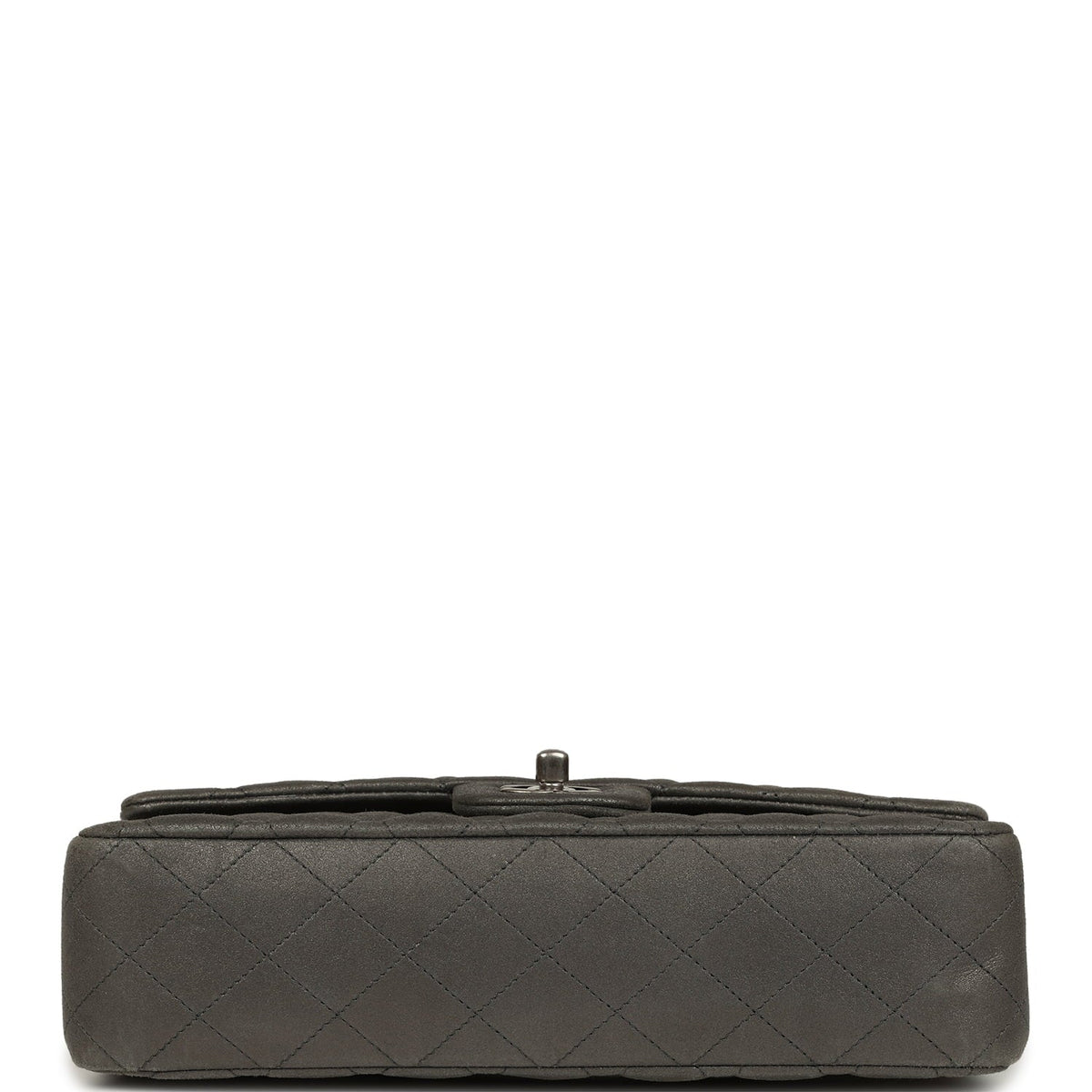 Pre-owned Chanel Medium Classic Double Flap Bag Charcoal Metallic Goatskin Aged Ruthenium Hardware