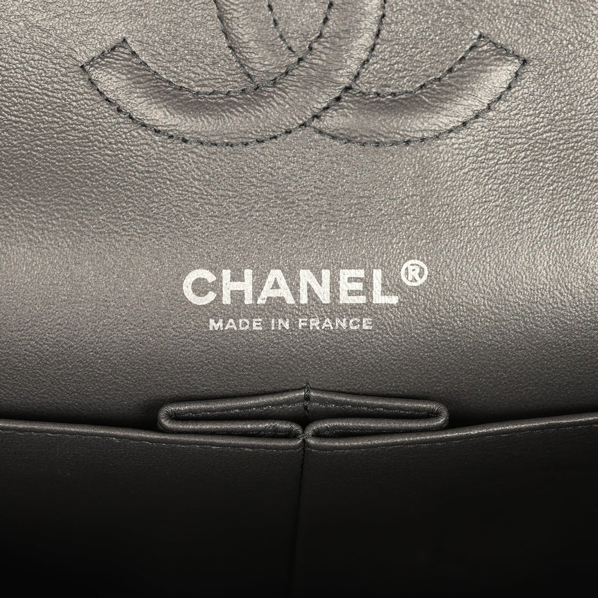 Pre-owned Chanel Medium Classic Double Flap Bag Charcoal Metallic Goatskin Aged Ruthenium Hardware
