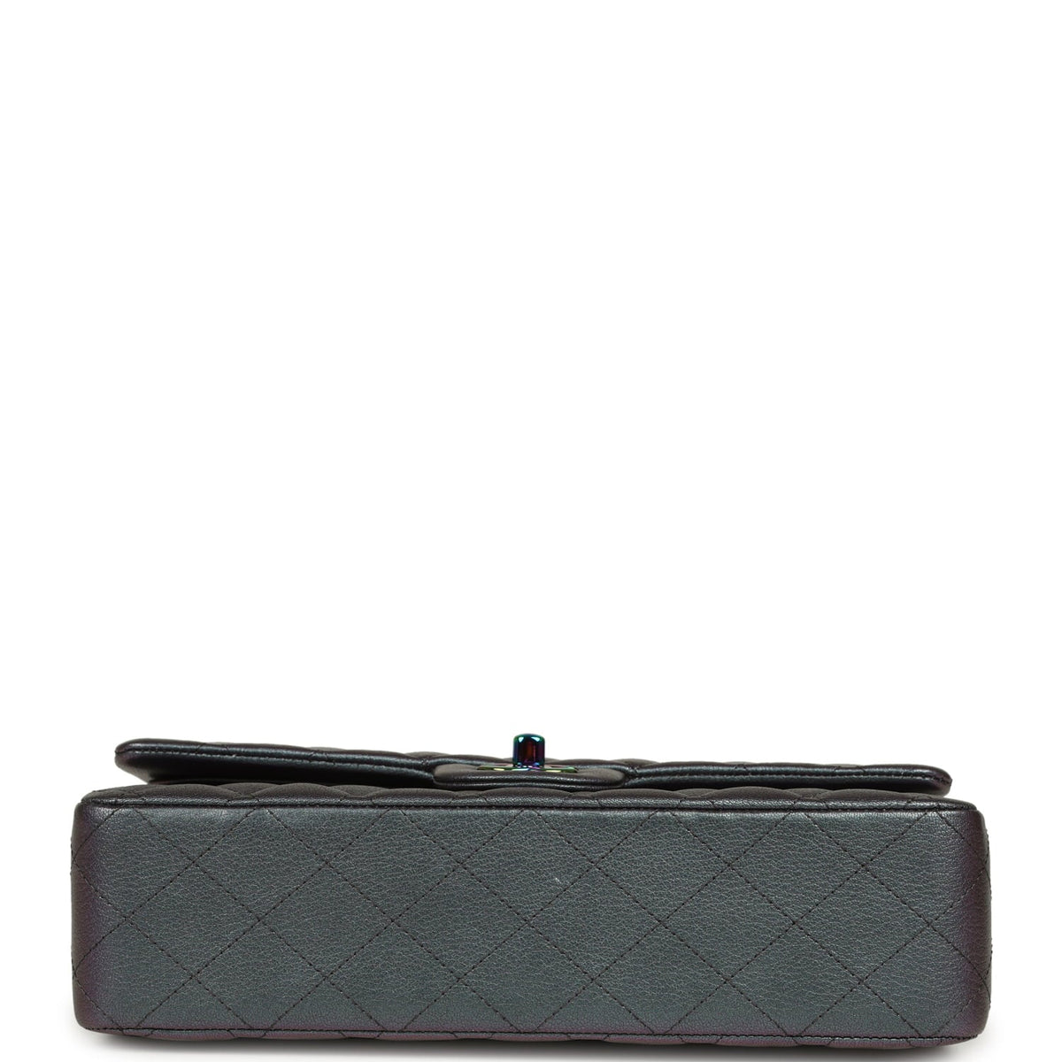 Pre-owned Chanel Medium Classic Double Flap Bag Iridescent Purple Goatskin Rainbow Hardware