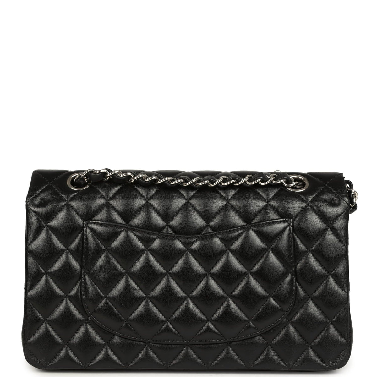 Pre-owned Chanel Medium Classic Double Flap Black Caviar Silver Hardware