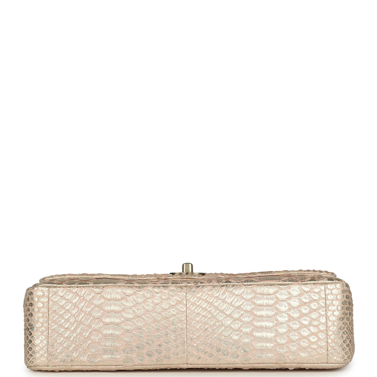 Pre-owned Chanel Medium Classic Double Flap Bag Blush Pink, Silver Python Aged Bronze Hardware