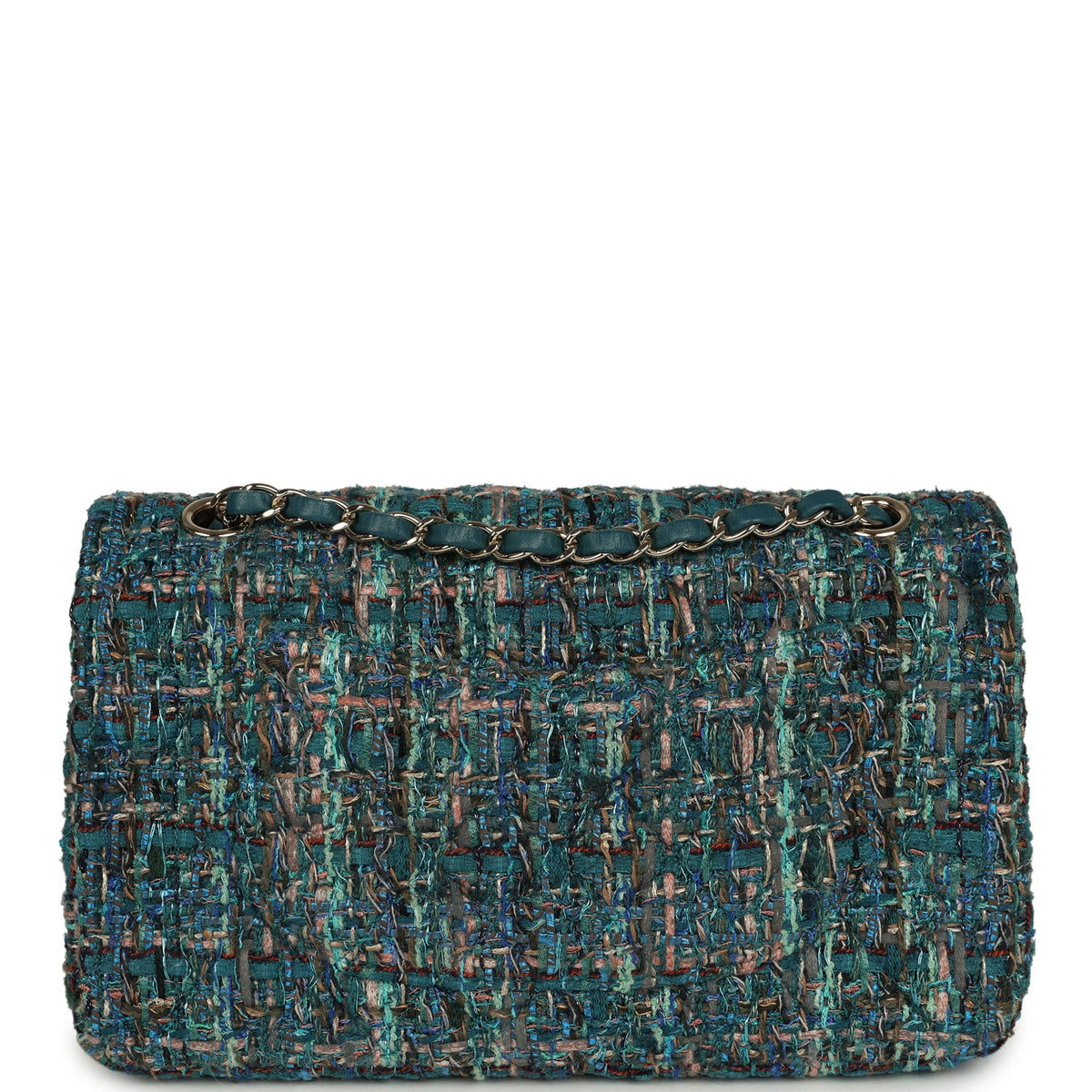 Pre-owned Chanel Medium "Egypt" Classic Double Flap Bag Blue Tweed Light Gold Hardware