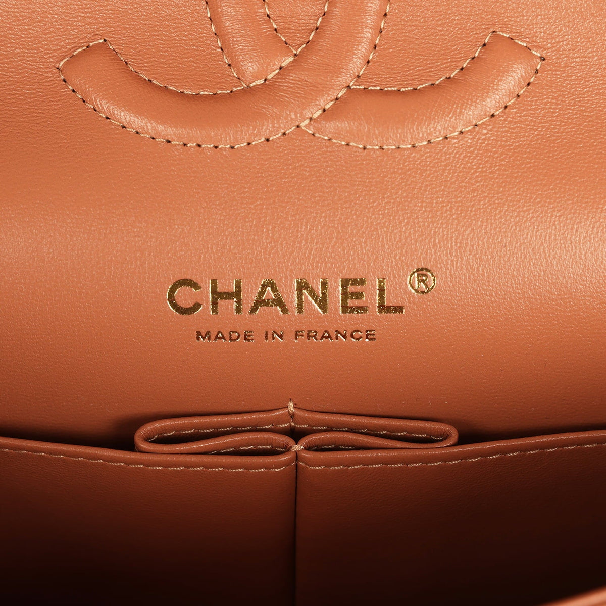 Chanel Medium Classic Double Flap Bag Caramel Lambskin Light Gold Hardware