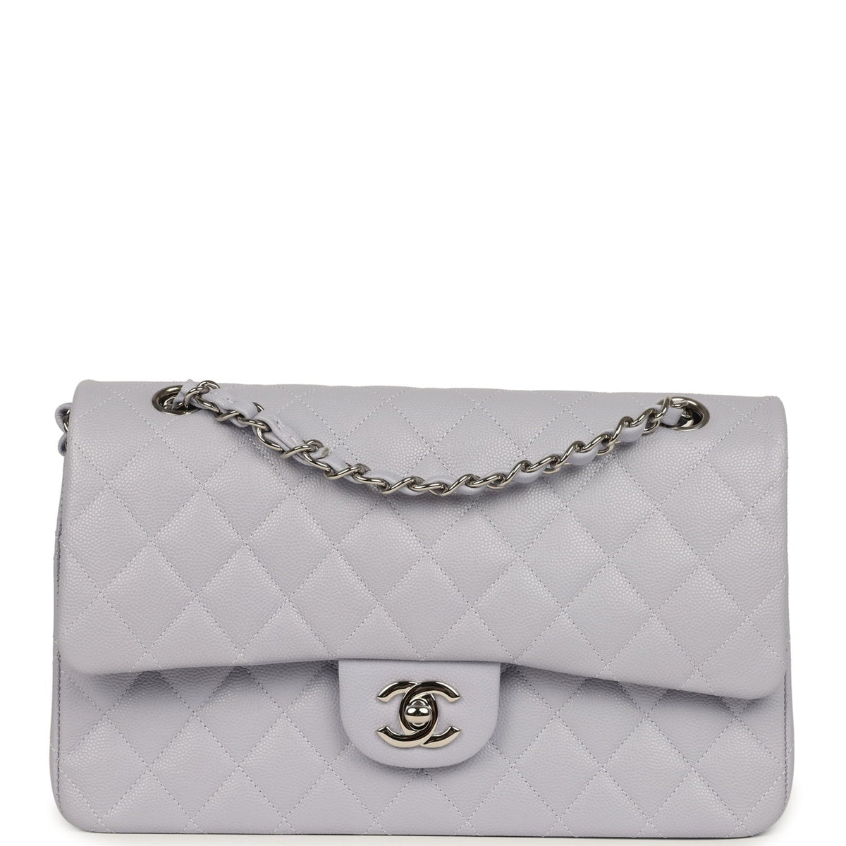Chanel Medium Classic Double Flap Bag Light Purple Caviar Silver Hardware
