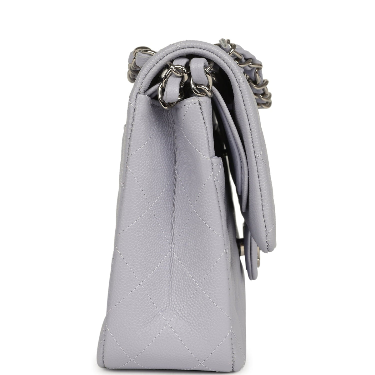 Chanel Medium Classic Double Flap Bag Light Purple Caviar Silver Hardware