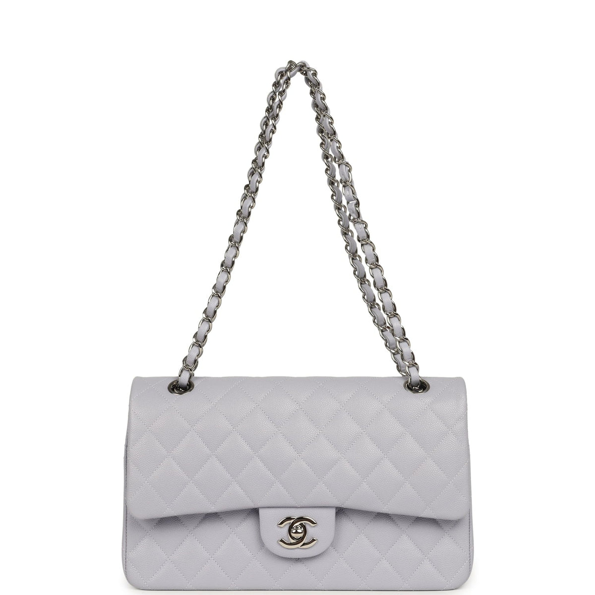 Chanel Medium Classic Double Flap Bag Light Purple Caviar Silver Hardware