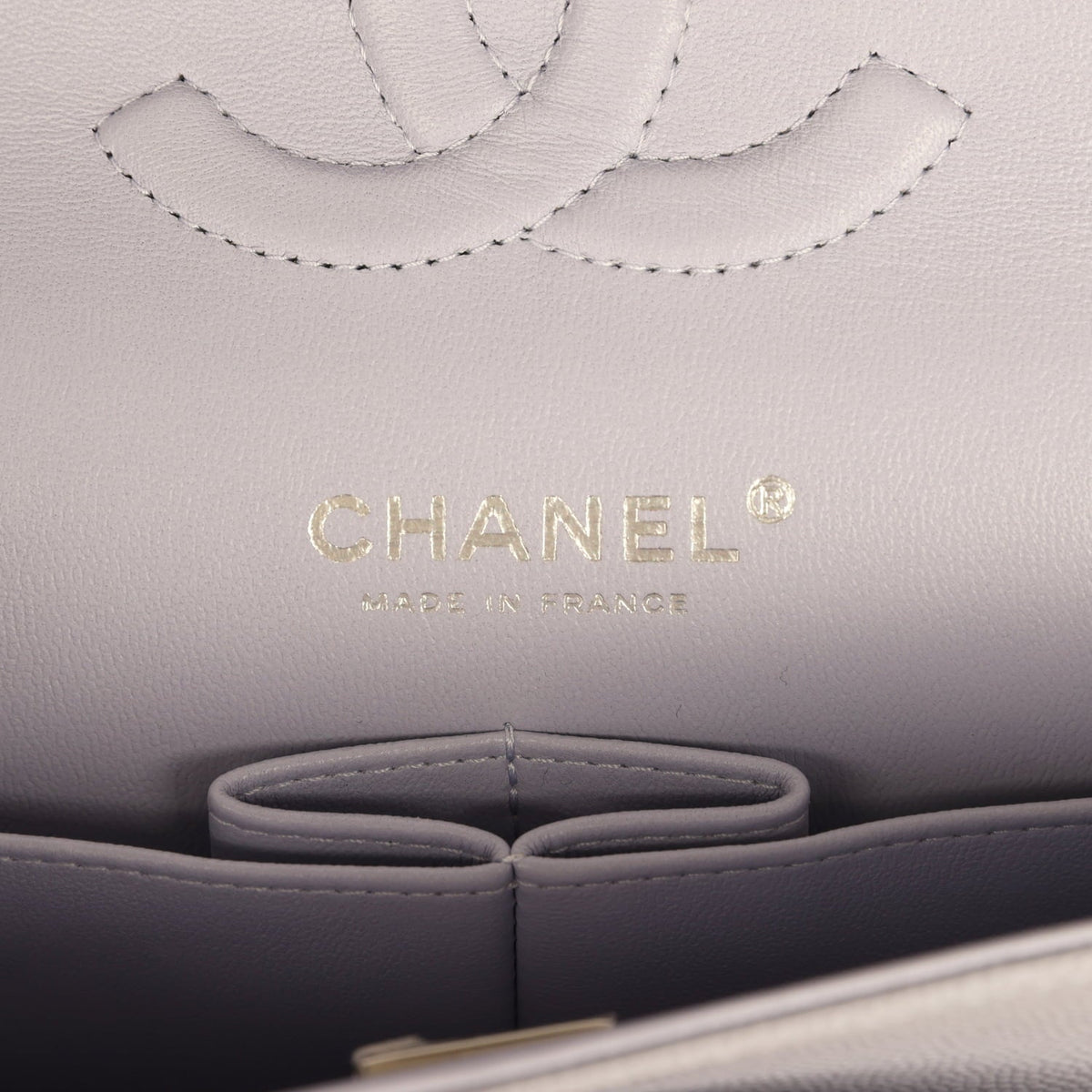 Chanel Medium Classic Double Flap Bag Light Purple Caviar Silver Hardware