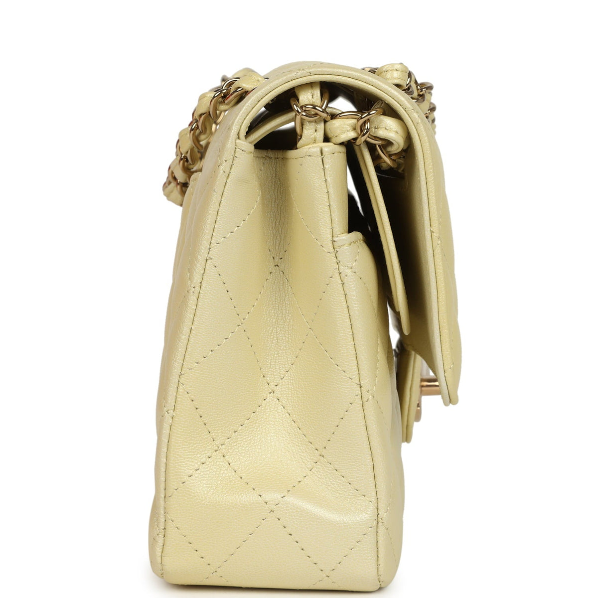Pre-owned Chanel Medium Classic Double Flap Ombre Yellow Pearly Goatskin Gold Hardware