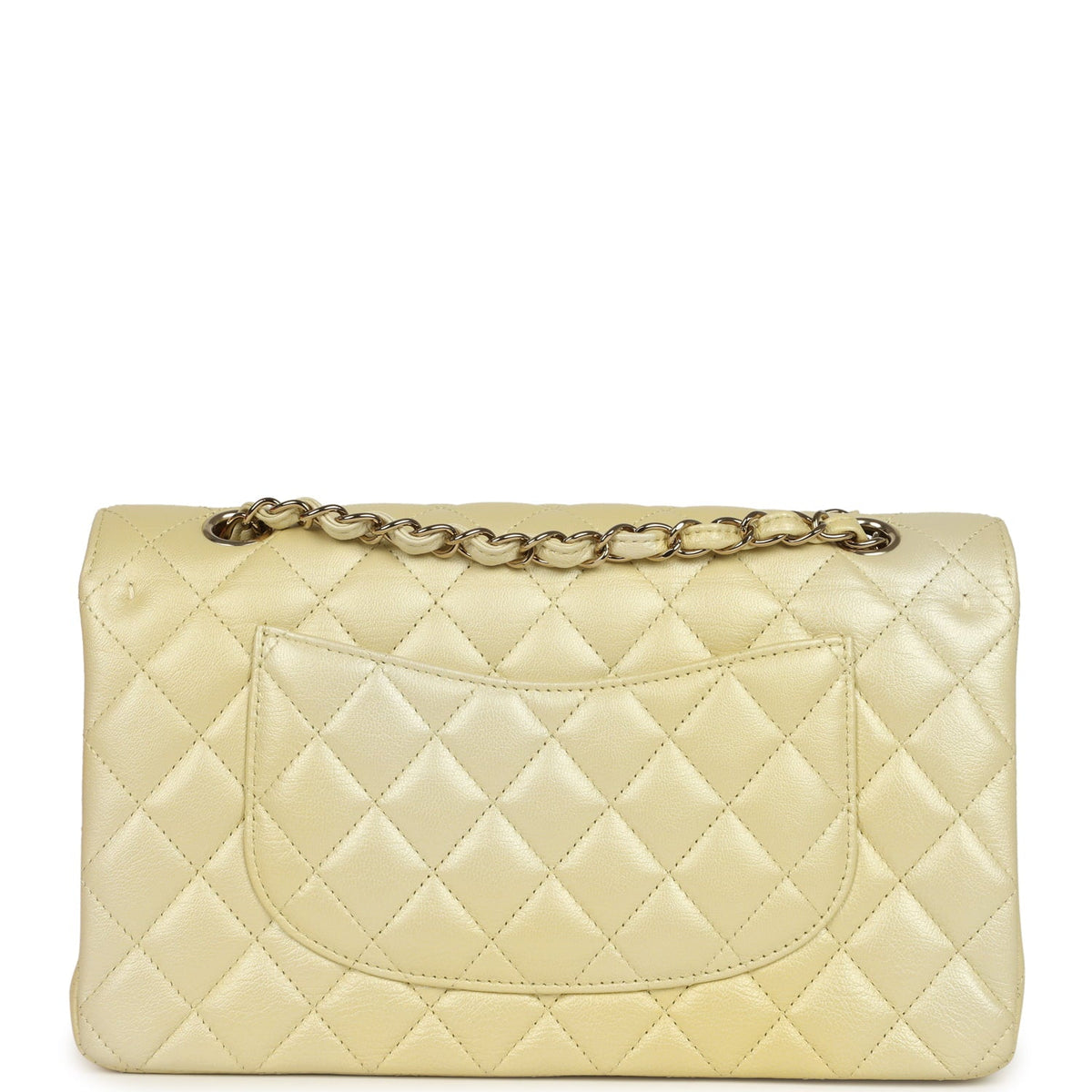 Pre-owned Chanel Medium Classic Double Flap Ombre Yellow Pearly Goatskin Gold Hardware