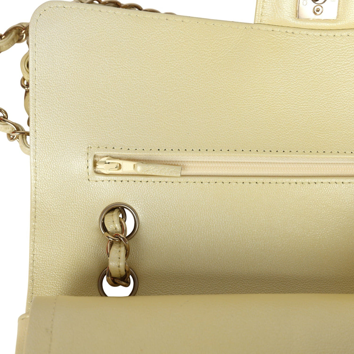 Pre-owned Chanel Medium Classic Double Flap Ombre Yellow Pearly Goatskin Gold Hardware