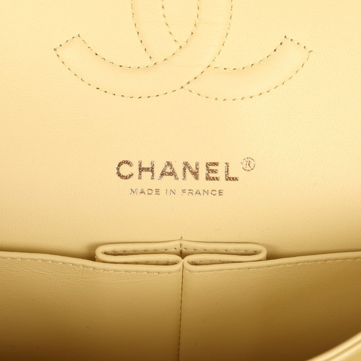 Pre-owned Chanel Medium Classic Double Flap Ombre Yellow Pearly Goatskin Gold Hardware