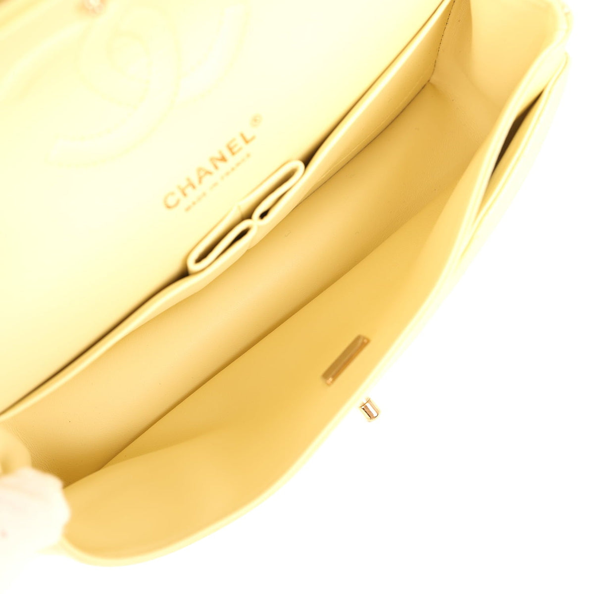 Pre-owned Chanel Medium Classic Double Flap Ombre Yellow Pearly Goatskin Gold Hardware