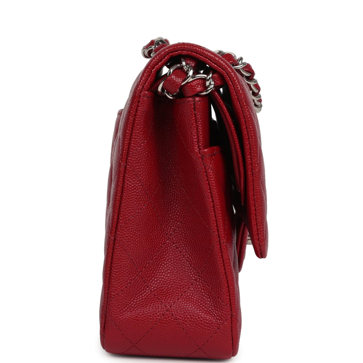 Chanel Medium Classic Double Flap Bag Red Caviar Silver Hardware