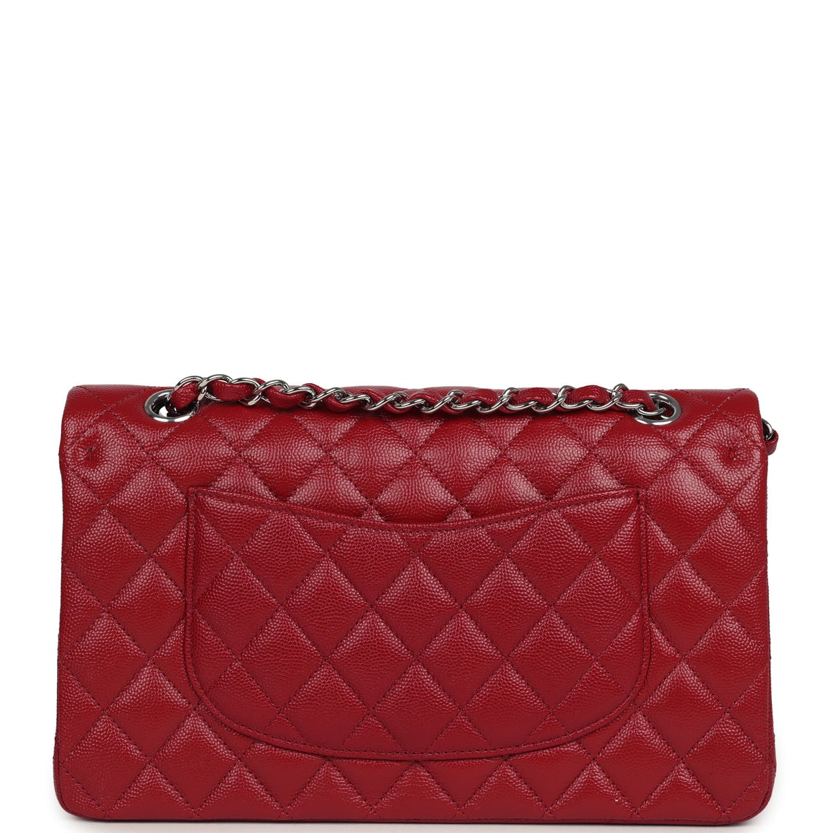 Chanel Medium Classic Double Flap Bag Red Caviar Silver Hardware