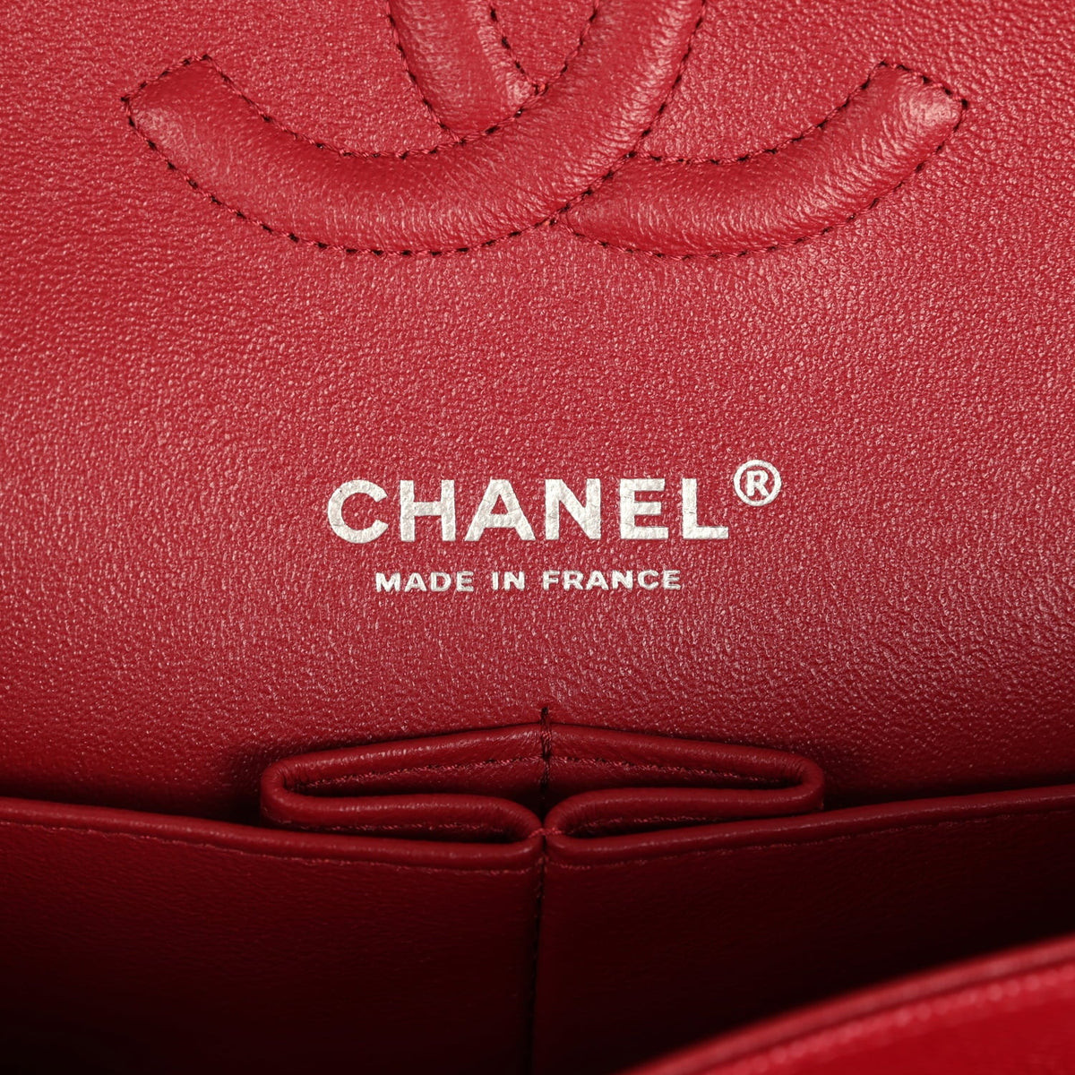 Chanel Medium Classic Double Flap Bag Red Caviar Silver Hardware