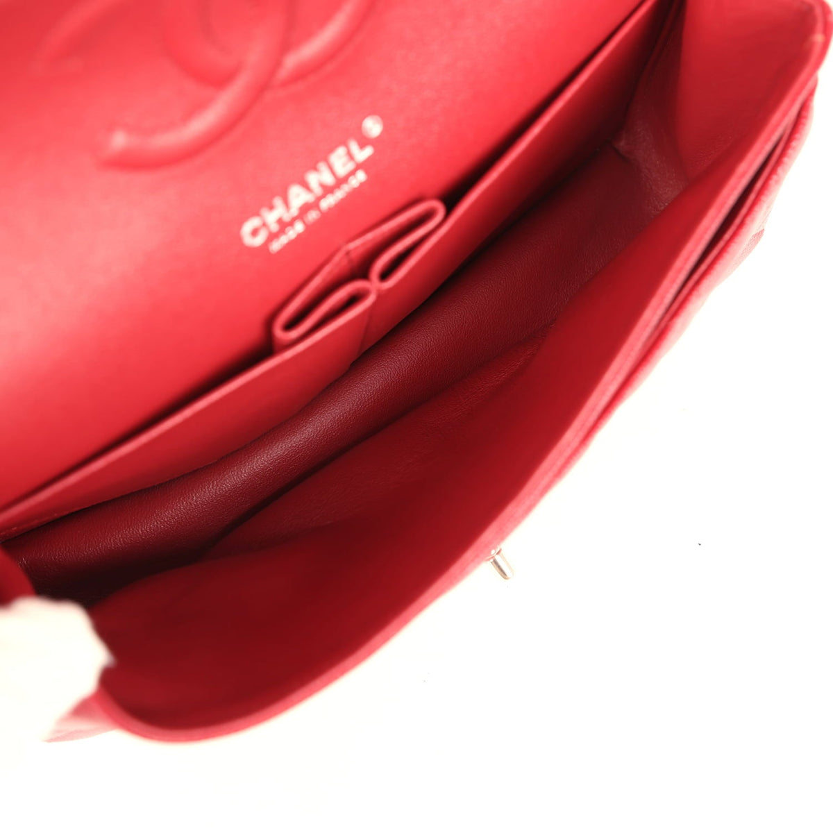 Chanel Medium Classic Double Flap Bag Red Caviar Silver Hardware