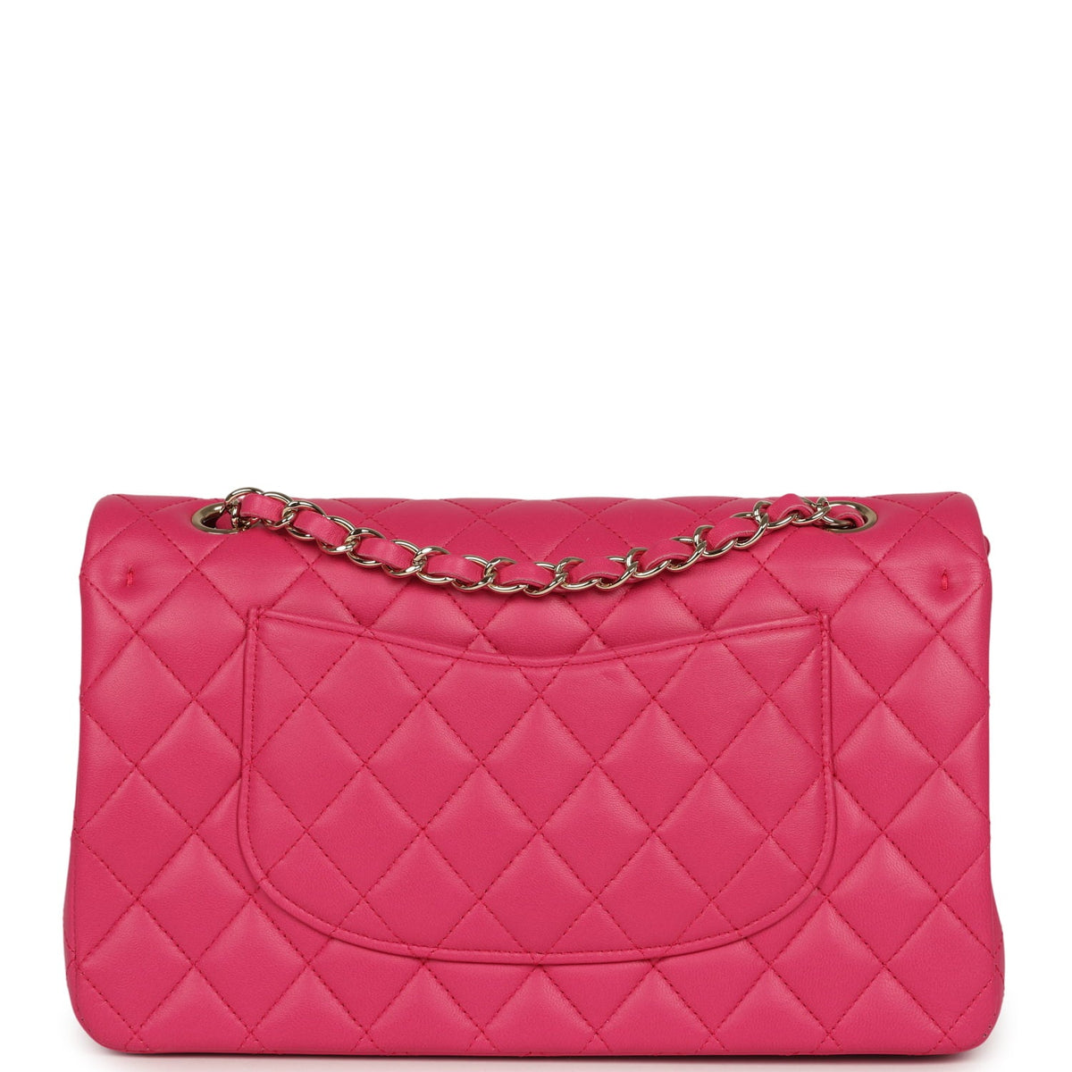 Chanel Medium Classic Double Flap Bag Dark Pink Lambskin Light Gold Hardware