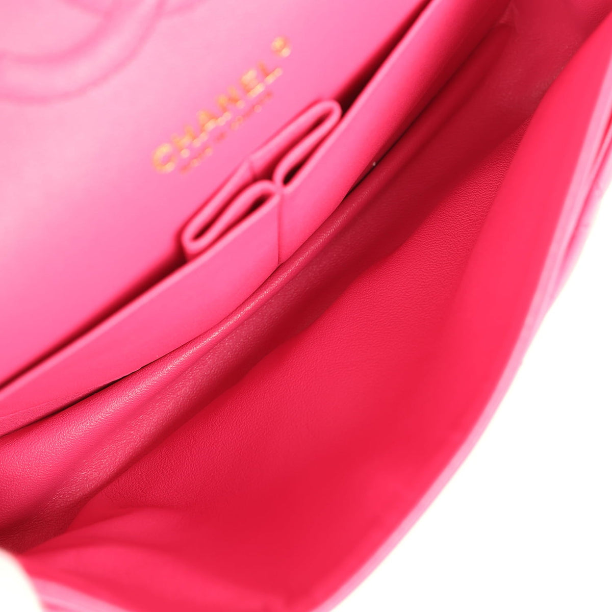 Chanel Medium Classic Double Flap Bag Dark Pink Lambskin Light Gold Hardware