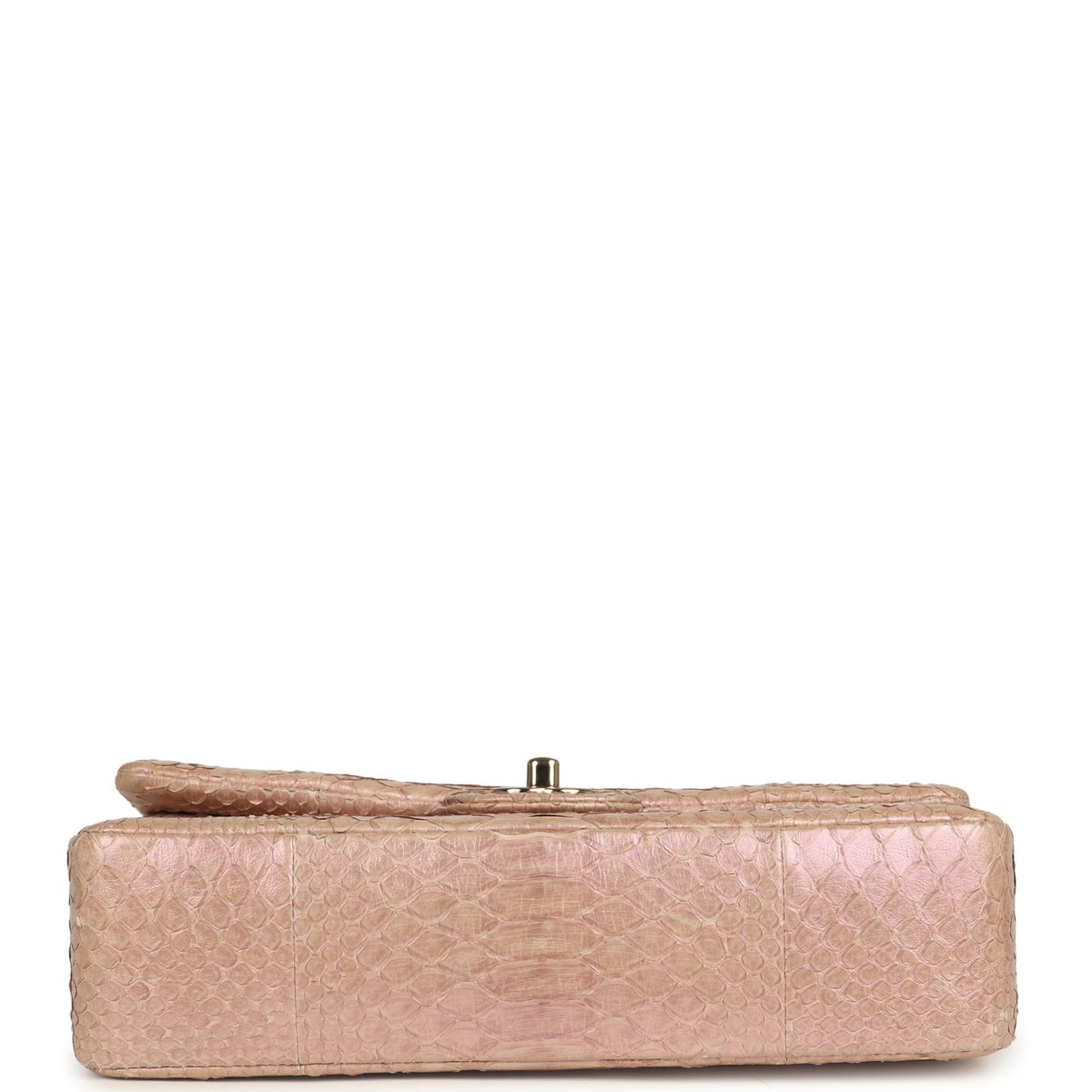 Pre-owned Chanel Medium Classic Double Flap Bag Iridescent Pink Python Light Gold Hardware