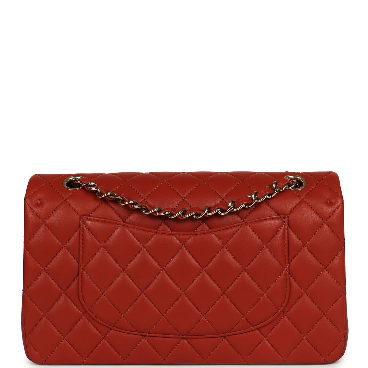Chanel Medium Classic Double Flap Bag Dark Orange Lambskin Light Gold Hardware
