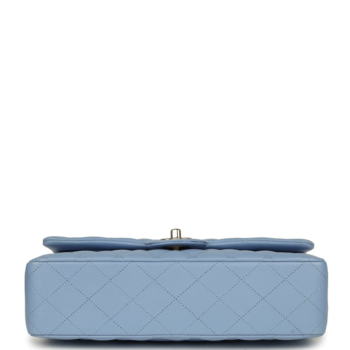 Chanel Medium Classic Double Flap Bag Light Blue Lambskin Light Gold Hardware
