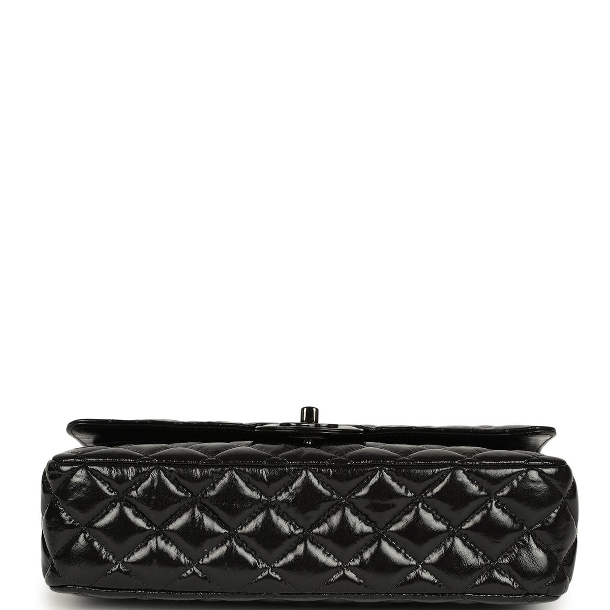 Chanel Medium Classic Double Flap Bag So Black Shiny Aged Calfskin Black Hardware