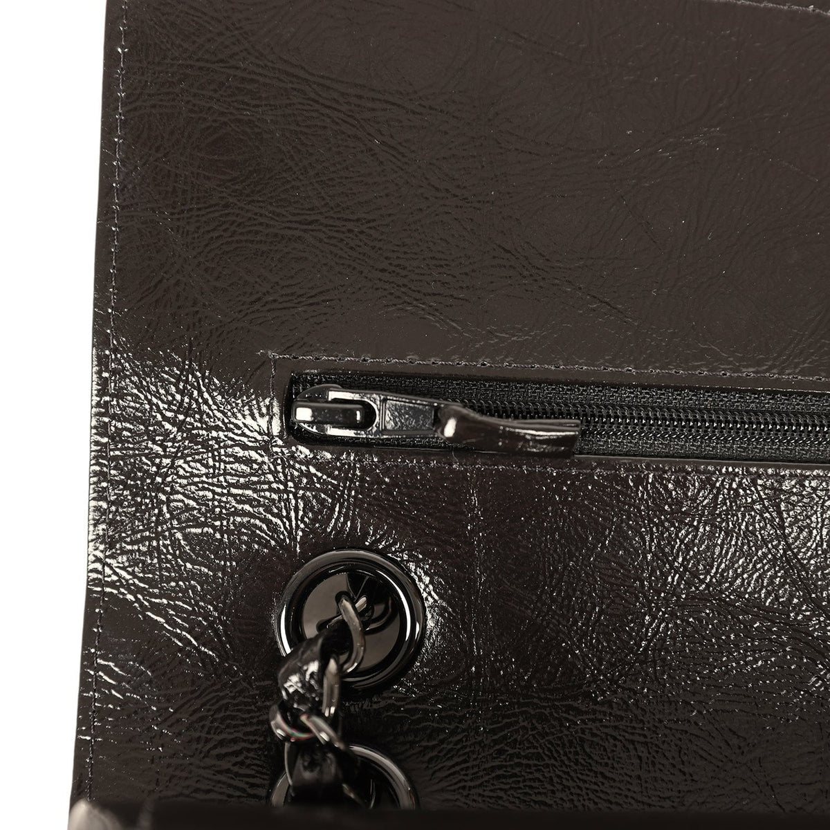 Chanel Medium Classic Double Flap Bag So Black Shiny Aged Calfskin Black Hardware