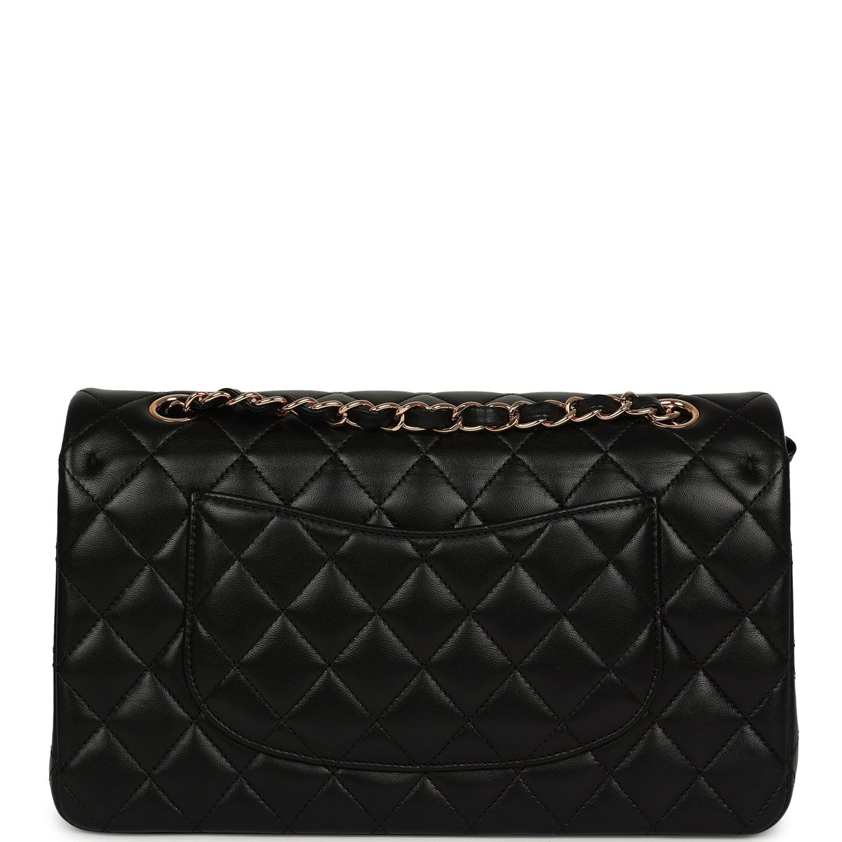 Pre-owned Chanel Medium Classic Double Flap Black Lambskin Rose Gold Hardware