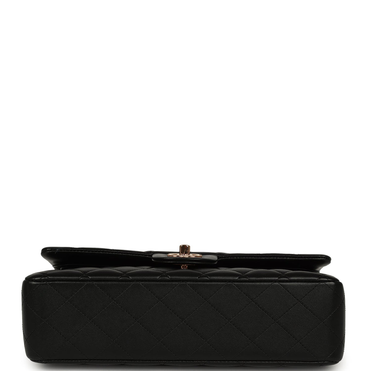 Pre-owned Chanel Medium Classic Double Flap Black Lambskin Rose Gold Hardware
